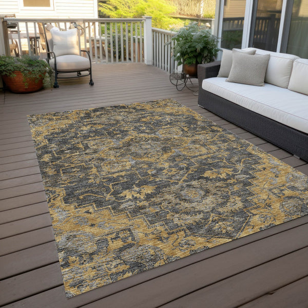 Homeroots 3' Durable Brown Beige Taupe Oriental Washable Area Rug For Indoor And Outdoor Spaces, 36" X 60" 3' X 5' Polyester 586402