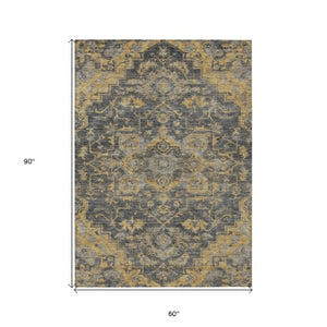 Homeroots 3' Durable Brown Beige Taupe Oriental Washable Area Rug For Indoor And Outdoor Spaces, 36" X 60" 5' X 8' Polyester 586403