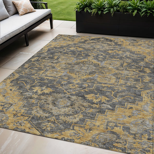 Homeroots 3' Durable Brown Beige Taupe Oriental Washable Area Rug For Indoor And Outdoor Spaces, 36" X 60" 5' X 8' Polyester 586403