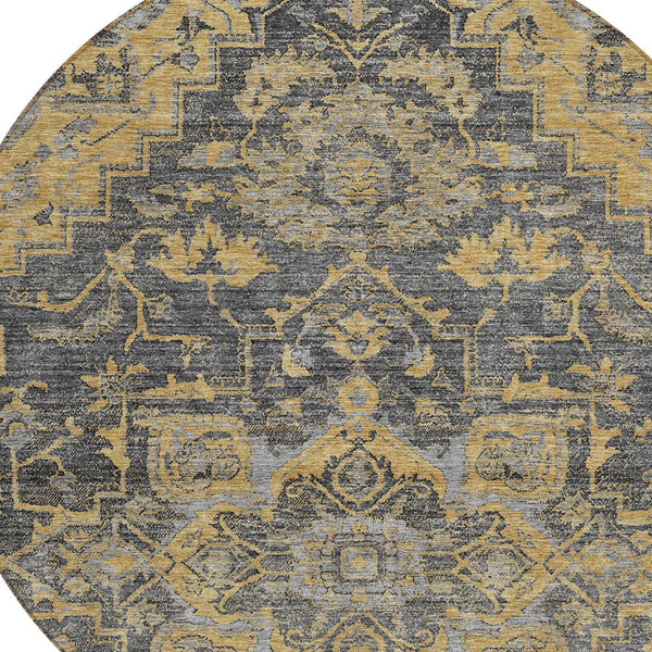 Homeroots 3' Durable Brown Beige Taupe Oriental Washable Area Rug For Indoor And Outdoor Spaces, 36" X 60" 8' Round Polyester 586404