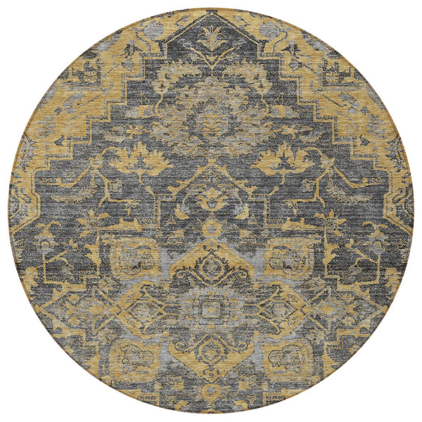 Homeroots 3' Durable Brown Beige Taupe Oriental Washable Area Rug For Indoor And Outdoor Spaces, 36" X 60" 8' Round Polyester 586404