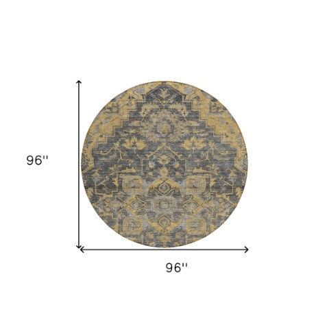 Homeroots 3' Durable Brown Beige Taupe Oriental Washable Area Rug For Indoor And Outdoor Spaces, 36" X 60" 8' Round Polyester 586404