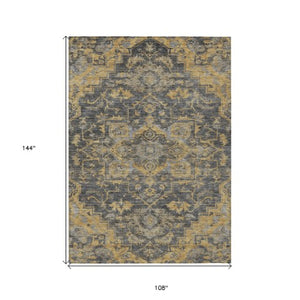 Homeroots 3' Durable Brown Beige Taupe Oriental Washable Area Rug For Indoor And Outdoor Spaces, 36" X 60" 9' X 12' Polyester 586406