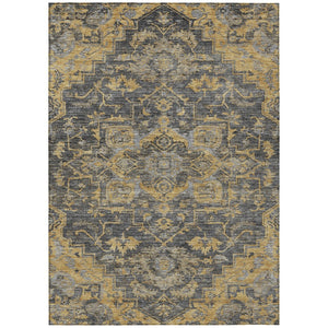 HomeRoots 9' Gray Charcoal and Silver Oriental Washable Area Rug - Durable, Stylish for Indoor and Outdoor Use 9' X 12' 586406