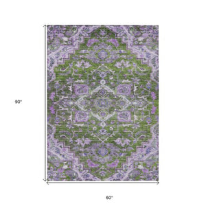 Homeroots 3' Durable Brown Beige Taupe Oriental Washable Area Rug For Indoor And Outdoor Spaces, 36" X 60" 5' X 8' Polyester 586409