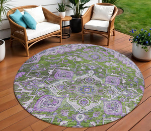 Homeroots 3' Durable Brown Beige Taupe Oriental Washable Area Rug For Indoor And Outdoor Spaces, 36" X 60" 8' Round Polyester 586410