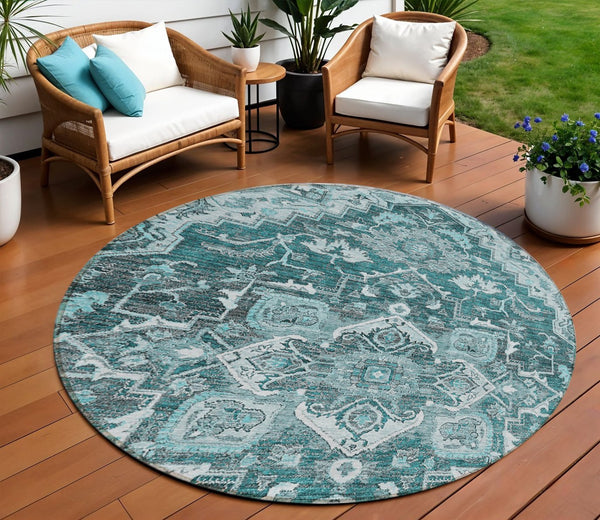 Homeroots 3' Durable Brown Beige Taupe Oriental Washable Area Rug For Indoor And Outdoor Spaces, 36" X 60" 8' Round Polyester 586416