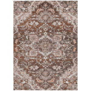 Homeroots 3' Durable Brown Beige Taupe Oriental Washable Area Rug For Indoor And Outdoor Spaces, 36" X 60" 3' X 5' Polyester 586420