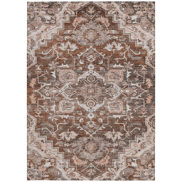 Homeroots 3' Durable Brown Beige Taupe Oriental Washable Area Rug For Indoor And Outdoor Spaces, 36" X 60" 3' X 5' Polyester 586420