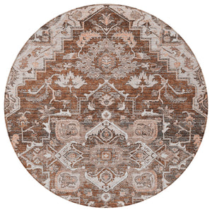 Homeroots 3' Durable Brown Beige Taupe Oriental Washable Area Rug For Indoor And Outdoor Spaces, 36" X 60" 8' Round Polyester 586422