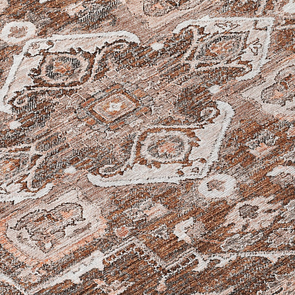 Homeroots 3' Durable Brown Beige Taupe Oriental Washable Area Rug For Indoor And Outdoor Spaces, 36" X 60" 8' Round Polyester 586422