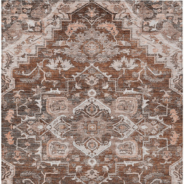 Homeroots 3' Durable Brown Beige Taupe Oriental Washable Area Rug For Indoor And Outdoor Spaces, 36" X 60" 8' X 10' Polyester 586423