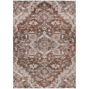 HomeRoots 5' Durable Terra Cotta Brown and Copper Oriental Rug – Stylish, Washable for Indoor or Outdoor Use 10' X 14' 586425