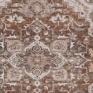 Homeroots 3' Durable Brown Beige Taupe Oriental Washable Area Rug For Indoor And Outdoor Spaces, 36" X 60" 10' X 14' Polyester 586425