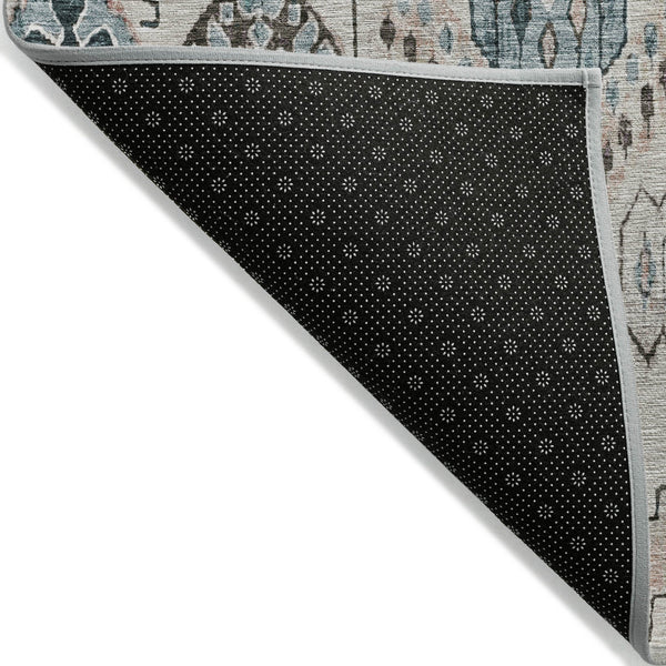 Homeroots 3' Stylish Beige Teal Blue Copper Moroccan Washable Area Rug For Indoor And Outdoor Use 9' X 12' Polyester 586430