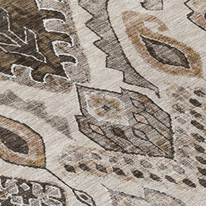 Homeroots 3' Stylish Beige Teal Blue Copper Moroccan Washable Area Rug For Indoor And Outdoor Use 3' X 5' Polyester 586432