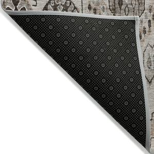 Homeroots 3' Stylish Beige Teal Blue Copper Moroccan Washable Area Rug For Indoor And Outdoor Use 5' X 8' Polyester 586433