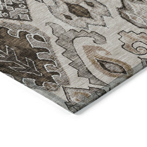 Homeroots 3' Stylish Beige Teal Blue Copper Moroccan Washable Area Rug For Indoor And Outdoor Use 8' X 10' Polyester 586435