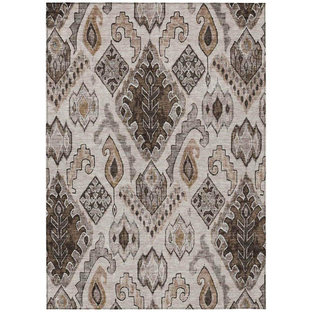 HomeRoots 9' Moroccan Washable Area Rug in Brown and Beige - Durable, Stylish, Perfect for Indoor and Outdoor Use 9' X 12' 586436