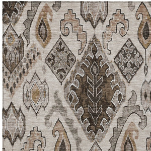 Homeroots 3' Stylish Beige Teal Blue Copper Moroccan Washable Area Rug For Indoor And Outdoor Use 9' X 12' Polyester 586436