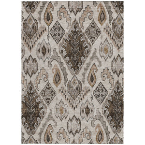 Homeroots 3' Stylish Beige Teal Blue Copper Moroccan Washable Area Rug For Indoor And Outdoor Use 10' X 14' Polyester 586437