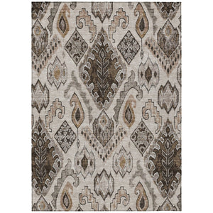 HomeRoots 5' Moroccan-Inspired Washable Area Rug in Brown and Beige – Stylish, Durable for Indoor & Outdoor Use 10' X 14' 586437