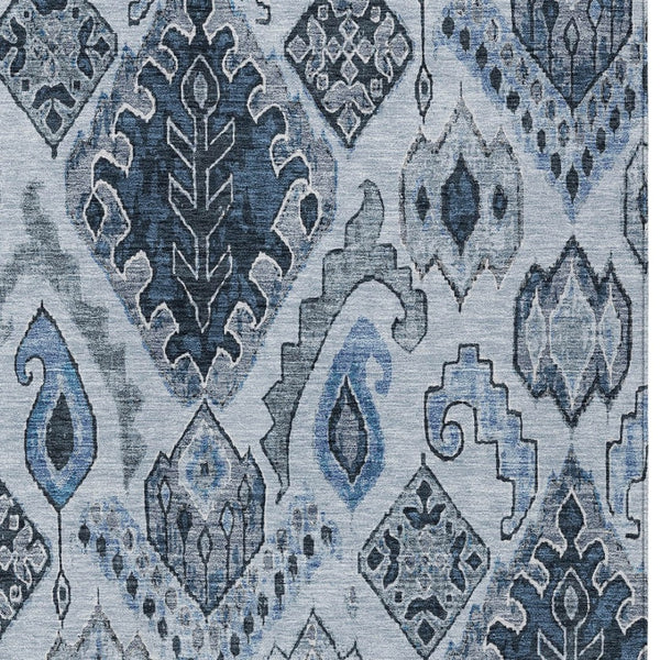 Homeroots 3' Stylish Beige Teal Blue Copper Moroccan Washable Area Rug For Indoor And Outdoor Use 3' X 5' Polyester 586438