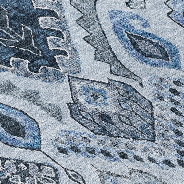 Homeroots 3' Stylish Beige Teal Blue Copper Moroccan Washable Area Rug For Indoor And Outdoor Use 5' X 8' Polyester 586439