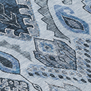 Homeroots 3' Stylish Beige Teal Blue Copper Moroccan Washable Area Rug For Indoor And Outdoor Use 8' Round Polyester 586440