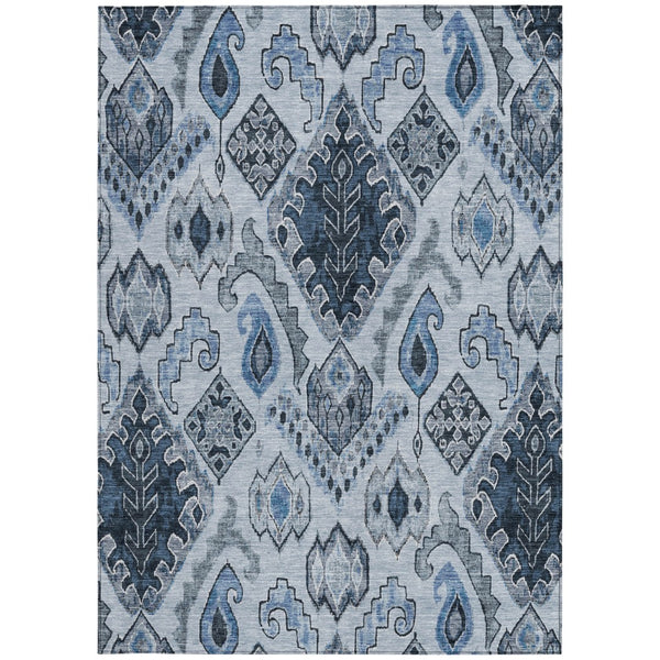 Homeroots 3' Stylish Beige Teal Blue Copper Moroccan Washable Area Rug For Indoor And Outdoor Use 9' X 12' Polyester 586442