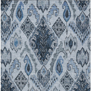 Homeroots 3' Stylish Beige Teal Blue Copper Moroccan Washable Area Rug For Indoor And Outdoor Use 10' X 14' Polyester 586443