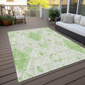 Homeroots 3' Inviting Artichoke Green Mint Ivory Moroccan Washable Area Rug For Indoor & Outdoor Spaces 3' X 5' Polyester 586444