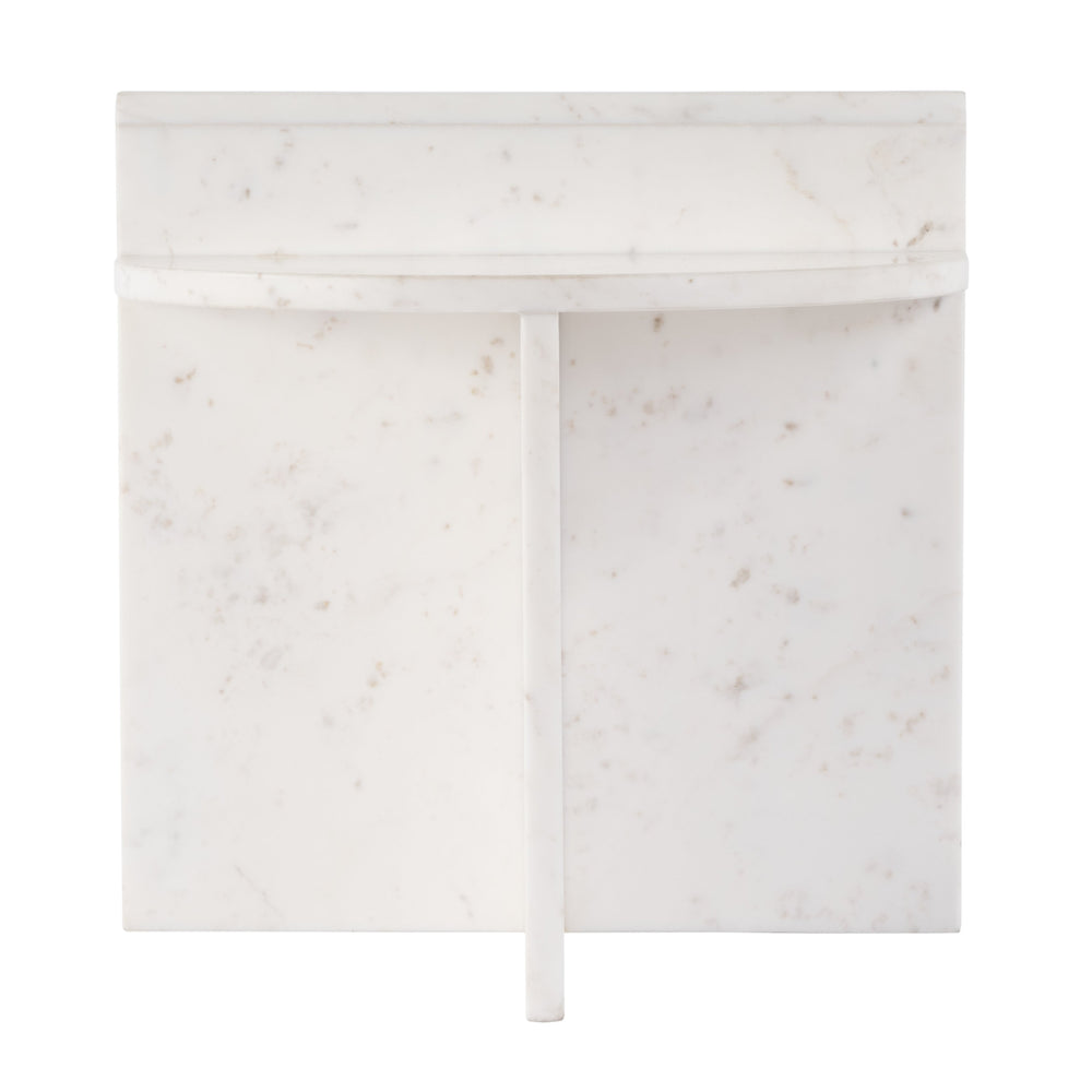 Butler Specialty Butler Vienna 19.5" W Round Marble Accent Table – Luxurious White Stone For Elegant Living Spaces White Banswara Marble 5864455-butler