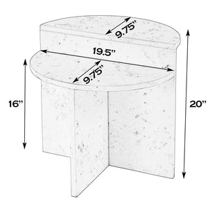 Butler Specialty Butler Vienna 19.5" W Round Marble Accent Table – Luxurious White Stone For Elegant Living Spaces White Banswara Marble 5864455-butler