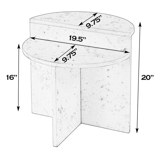 Butler Specialty Butler Vienna 19.5" W Round Marble Accent Table – Luxurious White Stone For Elegant Living Spaces White Banswara Marble 5864455-butler