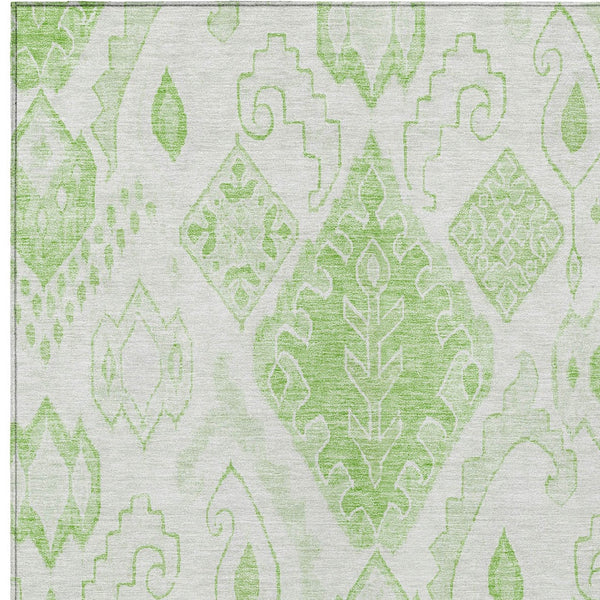 Homeroots 3' Inviting Artichoke Green Mint Ivory Moroccan Washable Area Rug For Indoor & Outdoor Spaces 5' X 8' Polyester 586445