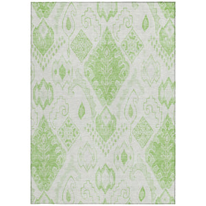 Homeroots 3' Inviting Artichoke Green Mint Ivory Moroccan Washable Area Rug For Indoor & Outdoor Spaces 5' X 8' Polyester 586445