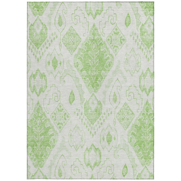 Homeroots 3' Inviting Artichoke Green Mint Ivory Moroccan Washable Area Rug For Indoor & Outdoor Spaces 5' X 8' Polyester 586445