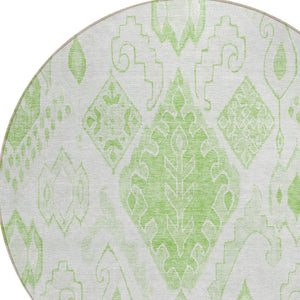 Homeroots 3' Inviting Artichoke Green Mint Ivory Moroccan Washable Area Rug For Indoor & Outdoor Spaces 8' Round Polyester 586446