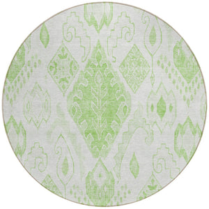 Homeroots 3' Inviting Artichoke Green Mint Ivory Moroccan Washable Area Rug For Indoor & Outdoor Spaces 8' Round Polyester 586446