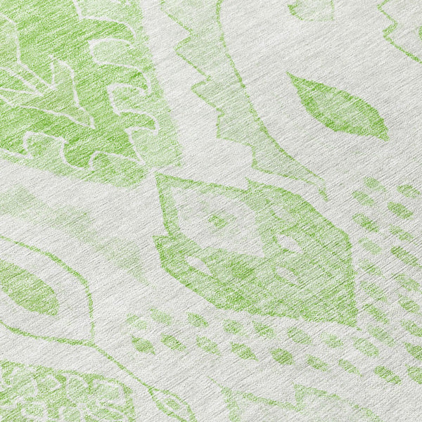 Homeroots 3' Inviting Artichoke Green Mint Ivory Moroccan Washable Area Rug For Indoor & Outdoor Spaces 8' Round Polyester 586446