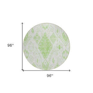 Homeroots 3' Inviting Artichoke Green Mint Ivory Moroccan Washable Area Rug For Indoor & Outdoor Spaces 8' Round Polyester 586446