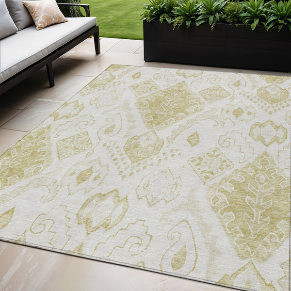 Homeroots 3' Inviting Artichoke Green Mint Ivory Moroccan Washable Area Rug For Indoor & Outdoor Spaces 5' X 8' Polyester 586451