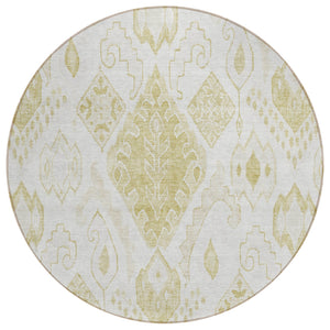 Homeroots 3' Inviting Artichoke Green Mint Ivory Moroccan Washable Area Rug For Indoor & Outdoor Spaces 8' Round Polyester 586452