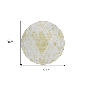 Homeroots 3' Inviting Artichoke Green Mint Ivory Moroccan Washable Area Rug For Indoor & Outdoor Spaces 8' Round Polyester 586452