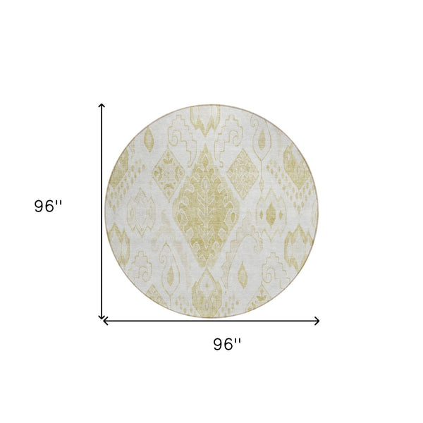 Homeroots 3' Inviting Artichoke Green Mint Ivory Moroccan Washable Area Rug For Indoor & Outdoor Spaces 8' Round Polyester 586452