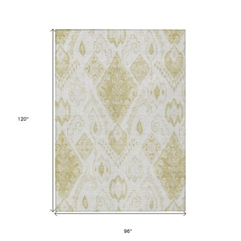 Homeroots 3' Inviting Artichoke Green Mint Ivory Moroccan Washable Area Rug For Indoor & Outdoor Spaces 8' X 10' Polyester 586453