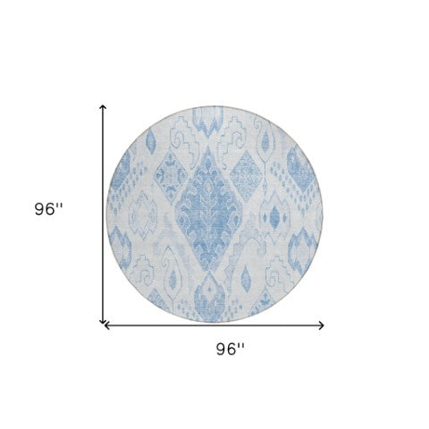 Homeroots 3' Inviting Artichoke Green Mint Ivory Moroccan Washable Area Rug For Indoor & Outdoor Spaces 8' Round Polyester 586458