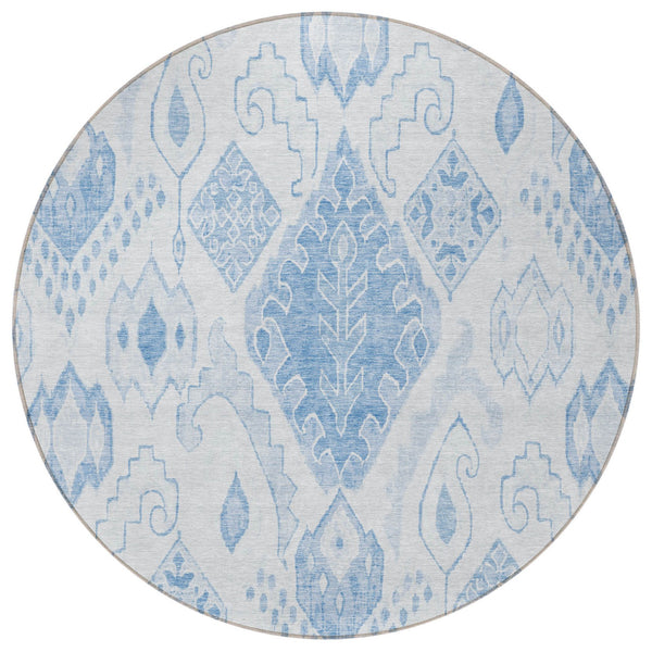 Homeroots 3' Inviting Artichoke Green Mint Ivory Moroccan Washable Area Rug For Indoor & Outdoor Spaces 8' Round Polyester 586458