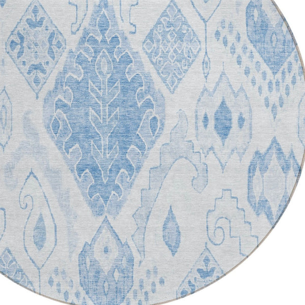 Homeroots 3' Inviting Artichoke Green Mint Ivory Moroccan Washable Area Rug For Indoor & Outdoor Spaces 8' Round Polyester 586458